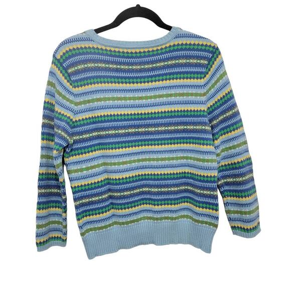 Liz Claiborne Fair Isle Sweater Villager 100% Cotton Large 626 - Picture 2 of 9
